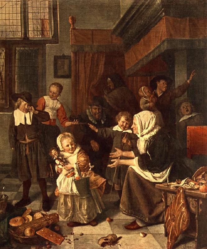 Jan Steen The Feast of St. Nicholas Germany oil painting art